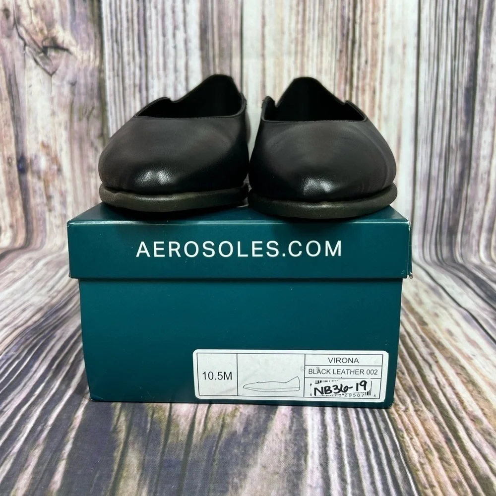 Aerosoles Virona Black Leather Ballet Flats New Size 10.5